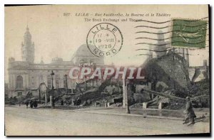 Postcard Old Army Lille Street Faidherhe Bourse and Theater