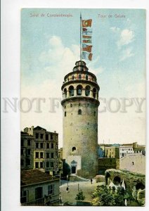 3082717 TURKEY CONSTANTINOPLE Galata tower w/ FLAGS Vintage PC