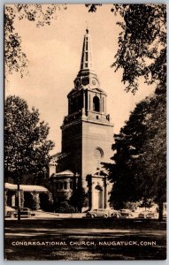 Vtg Naugatuck Connecticut CT Congregational Church 1940s VIew Postcard