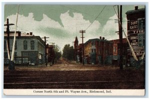 c1910's Corner North 8th And Fort Wayne Richmond Indiana IN Antique Postcard