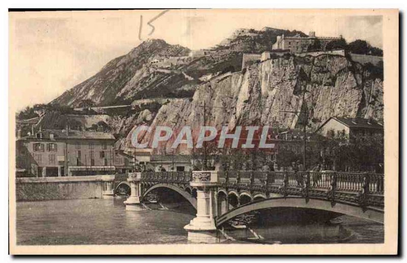 Postcard Grenoble Old Bridge Porte de France and Forts