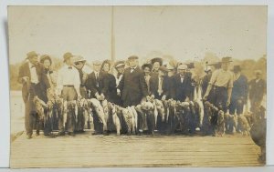 FISHING Clearwater Fla RPPC Group Large Catch 1908 Hamilton Ohio Postcard M16