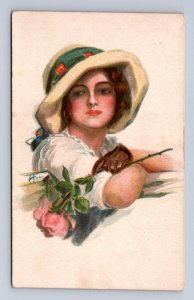 TWO ROSES GLAMOUR ARTIST SIGNED HARRISON FISHER POSTCARD FINNISH 30/25 SERIES @@