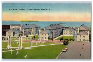 1943 U.S. Naval Training Station Barracks Newport RI Soldier Mail Postcard