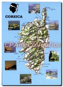 Modern Postcard Souvenir De Corse Extract Map