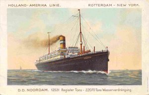 DD Noordam Steamer Ship Ocean Liner Holland Amerika Line 1921 postcard