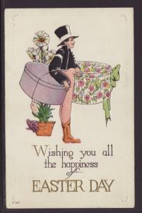 Easter Day,Man Holding Hat Boxes Postcard