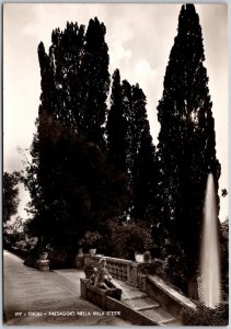 Tivoli - Passaggio Nella Villa D'Este Italy Pine Trees Real Photo RPPC Postcard