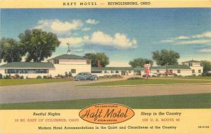 Haft Motel roadside Reynolds Ohio 1950s Postcard Teich linen 13211