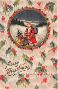 Santa Claus Christmas 1909 very light postal marking left edge