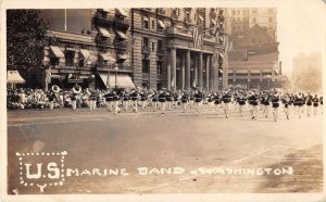 Washington DC US Marine Band Parade Scene Real Photo Vintage Postcard AA29028