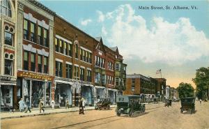 c1910 Postcard Main Street St. Albans VT Woolworth 5 & 10, Franklin County