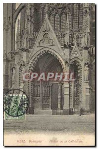 Old Postcard Metz Domportal of the Cathedral Portal