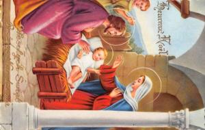 Merry Christmas Manger Scene Jesus Christ French Antique Postcard K43293