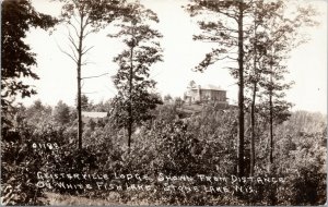 Geisterville Lodge, Shown from distance on White Fish Lake Wisconsin DOPS RPPC