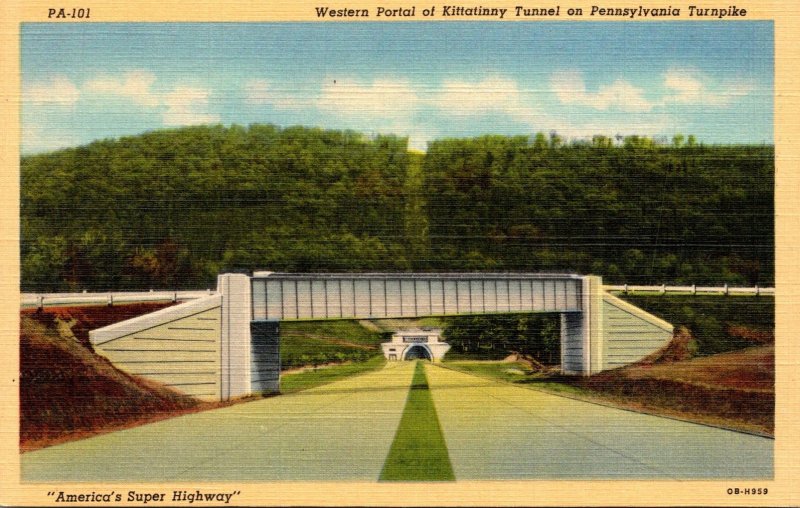 Pennsylvania Turnpike Western Portal Of Kittatinny Tunnel 1947 Curteich