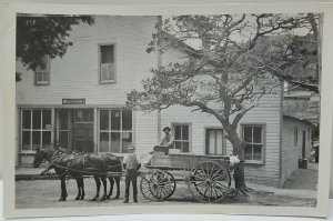 RPPC PINON SUPPLY CO Horse & Wagon Armour's Star Ham Store Front Postcard N11