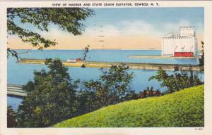 Harbor and Grain Elevator - Oswego NY, New York - pm 1941 - Linen