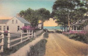 Chatham Cape Cod MA~Dill Street at the Sea~Cottages on Dirt Road~Handcolored PC