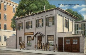 Savannah GA Girl Scouts Headquarters Linen Postcard