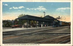 SANFORD & SPRINGVALE ME B&M Railroad Station c1920 Postcard