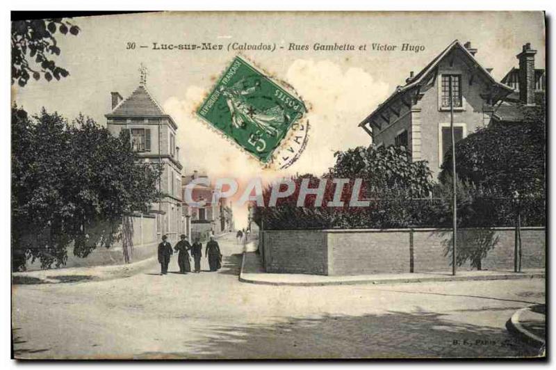 Old Postcard Luc Sur Sea Streets Gambetta and Victor Hugo