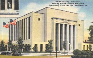 County Court House Harrisburg Pennsylvania 1949 linen postcard