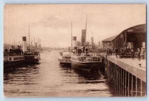 Glasgow Scotland Postcard Broomielaw Steamboat Scene c1910 Antique Unposted