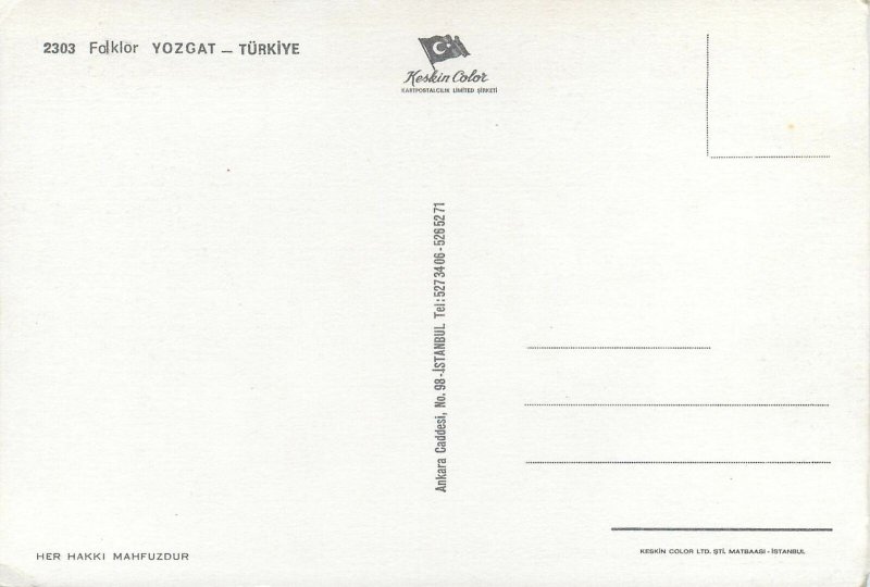 Turkey native dance folklore costumes postcard