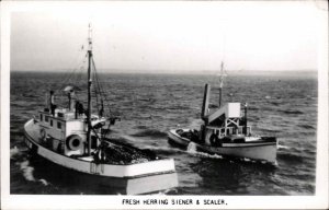 Fishing Boats Herring Siener Scaler Grand Manan NB Message RPPC Postcard