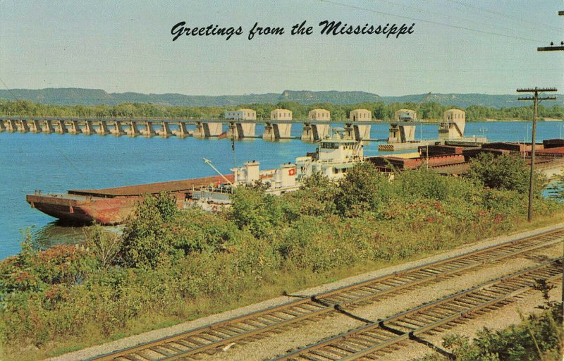 Postcard Greeting From The Mississippi River Lock And Dam