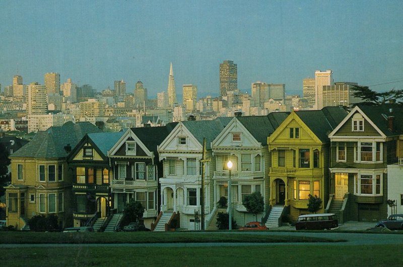 San Fransisco Victorian Houses American Postcard