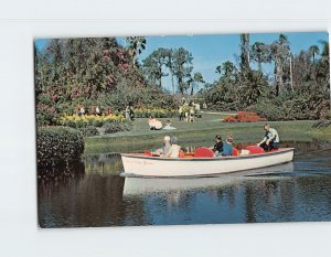 Postcard Boat and Colorful Flowers at Beautiful  Cypress Gardens Florida USA