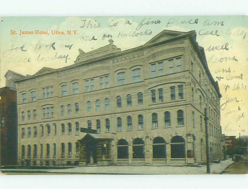 Damaged Divided Back St James Hotel Utica New York Ny Hq5507 United States New York Other Postcard Hippostcard