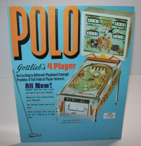 Polo Pinball FLYER Original 1970 Vintage Game Retro Sports Pony Horses Mod