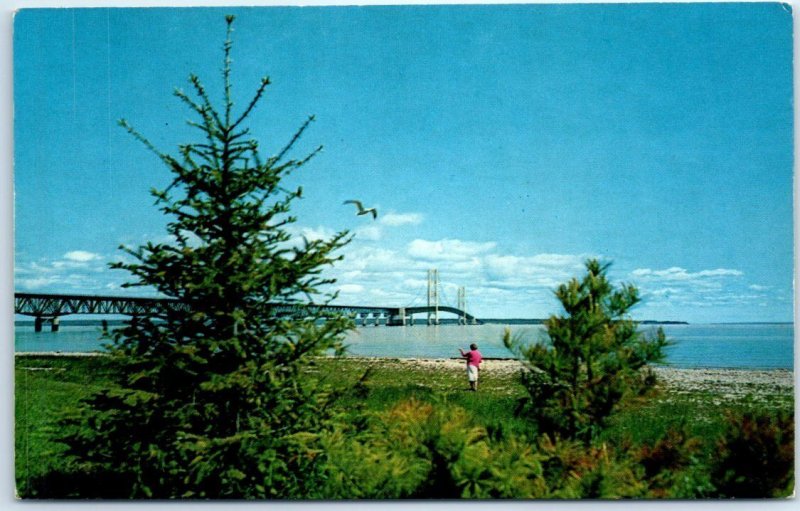 Postcard - The Mighty Mackinac Bridge in Michigan