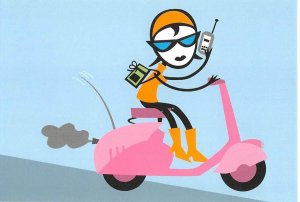 Mark Frauenfelder SCOOTERGIRL Comic Motor Scooter 1998 4x6 Postcard Boing Boing