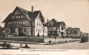 Vintage Postcard 1910's Residences On Capitol Hill Seattle Washington E. P. C.