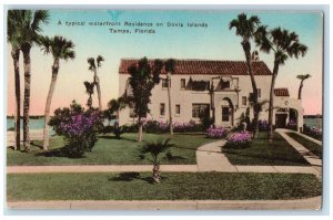 c1910 Waterfront Residence on Davis Islands Tampa FL Handcolored Postcard