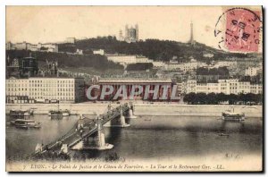 Postcard Old Lyon Courthouse and the Coteau de Fourviere La Tour and Gay Rest...