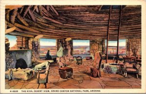 Vtg Arizona AZ Kiva Desert View Grand Canyon National Park Fred Harvey Postcard