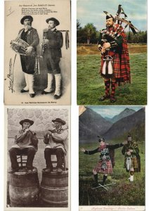 BAGPIPES CORNEMUSE MUSIC SCOTLAND FRANCE 64 Vintage Postcards Pre-1970 (L4176)