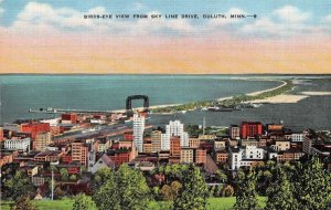 DULUTH, Minnesota~MN  BIRD'S EYE VIEW From SKYLINE DRIVE  c1940's Linen Postcard