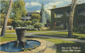 Gilman Hot Springs California Patios Teich linen 1950 Postcard 21-13747