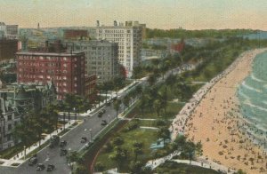 c1920s Lake Shore Drive from Drake Hotel Chicago Illinois birds eye view F4 