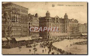 Belgium Ostend Old Postcard The dam and major hotels