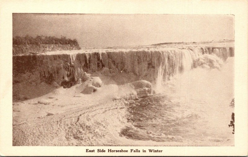 VINTAGE POSTCARD EAST SIDE OF THE HORSE SHOE FALLS NIAGARA IN WINTER