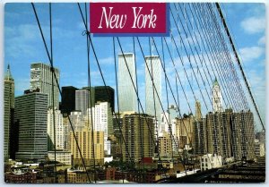 Postcard - The skyscrapers of Manhattan viewed from the Brooklyn Bridge - N. Y.