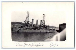 1913 USS Battleship New Jersey US Navy Military RPPC Photo Unposted Postcard 