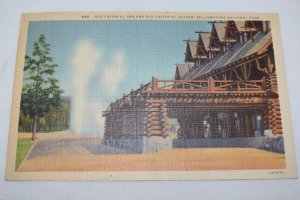 949 Old Faithful Inn and Old Faithful Geyser Yellowstone National Park Postcard